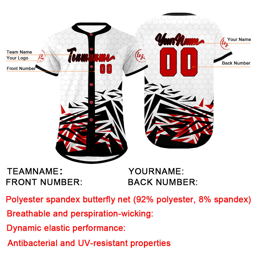 Camiseta de béisbol personalizada negra y roja con degradado uniformes de equipo con nombre y número