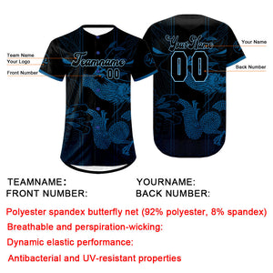 Camiseta de béisbol azul y negra personalizada con dise?o degradado uniformes de equipo con nombre y número