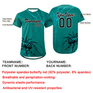 Camiseta de béisbol personalizada verde y negra con degradado uniformes de equipo con nombre y número
