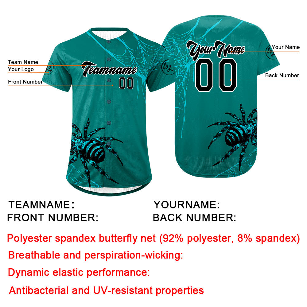 Camiseta de béisbol personalizada verde y negra con degradado uniformes de equipo con nombre y número