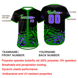 Camiseta de béisbol personalizada negra y verde con degradado uniformes de equipo con nombre y número