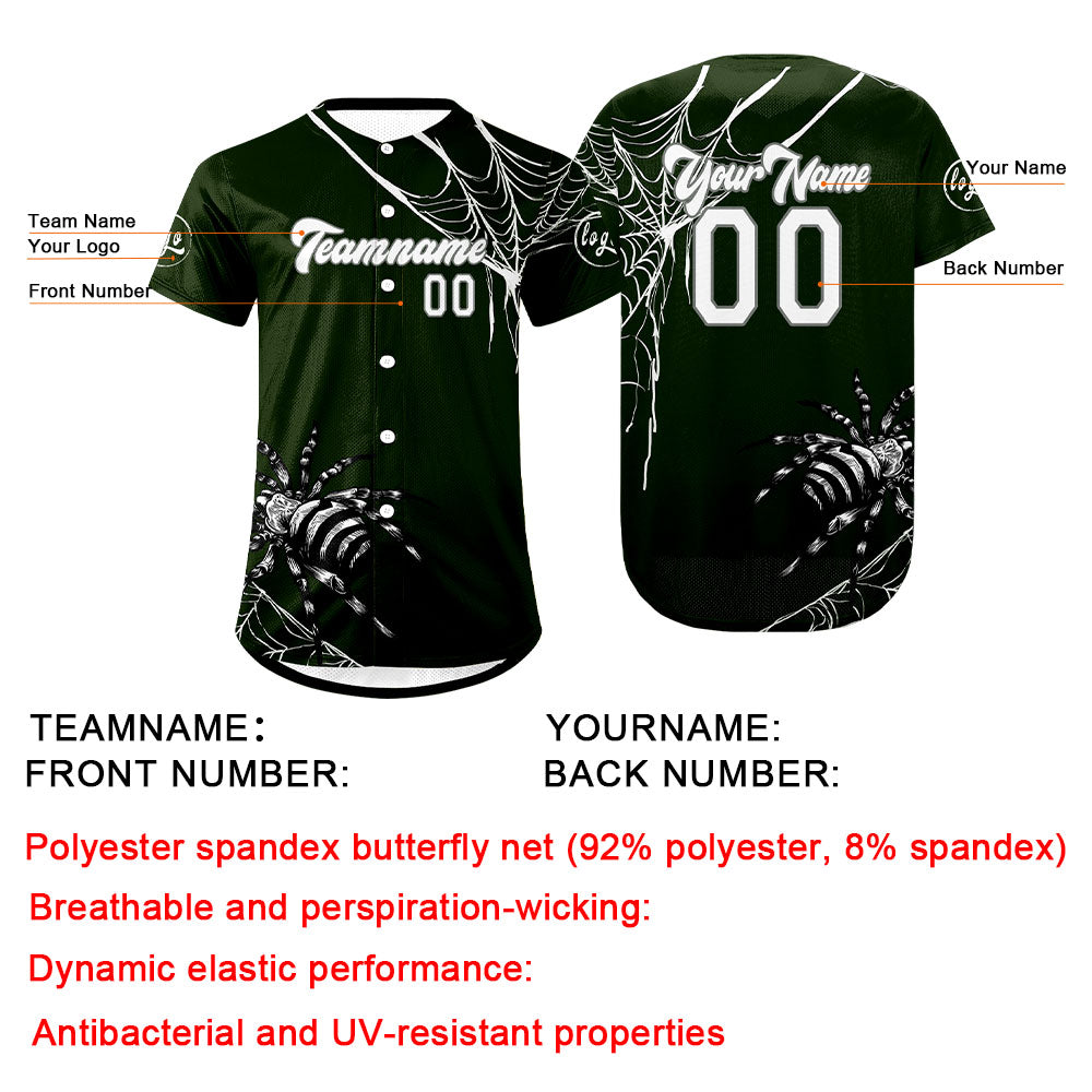 Camiseta de béisbol personalizada verde y blanca con degradado uniformes de equipo con nombre y número