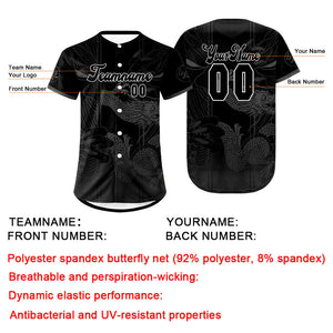 Camiseta de béisbol personalizada negra y gris con degradado uniformes de equipo con nombre y número