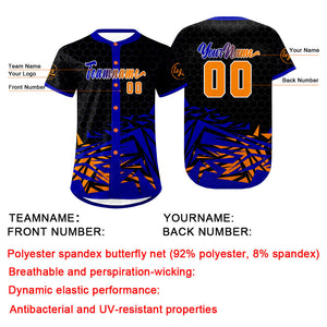 Camiseta de béisbol personalizada negra y azul con degradado uniformes de equipo con nombre y número
