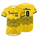 Camiseta de béisbol personalizada amarilla y negra con degradado uniformes de equipo personalizados con nombre y número