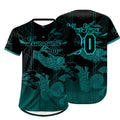 Camiseta de béisbol personalizada negra y cian con degradado uniformes de equipo con nombre y número