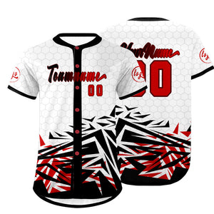 Camiseta de béisbol personalizada negra y roja con degradado uniformes de equipo con nombre y número