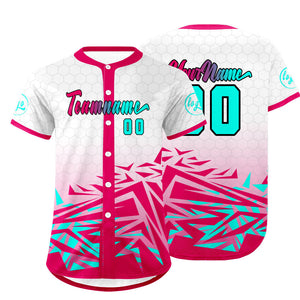 Camiseta de béisbol rosa cian personalizada con degradado uniformes de equipo personalizados con nombre y número