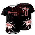 Camiseta de béisbol personalizada negra y roja con degradado uniformes de equipo con nombre y número