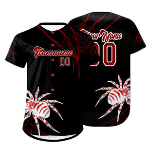 Camiseta de béisbol personalizada negra y roja con degradado uniformes de equipo con nombre y número