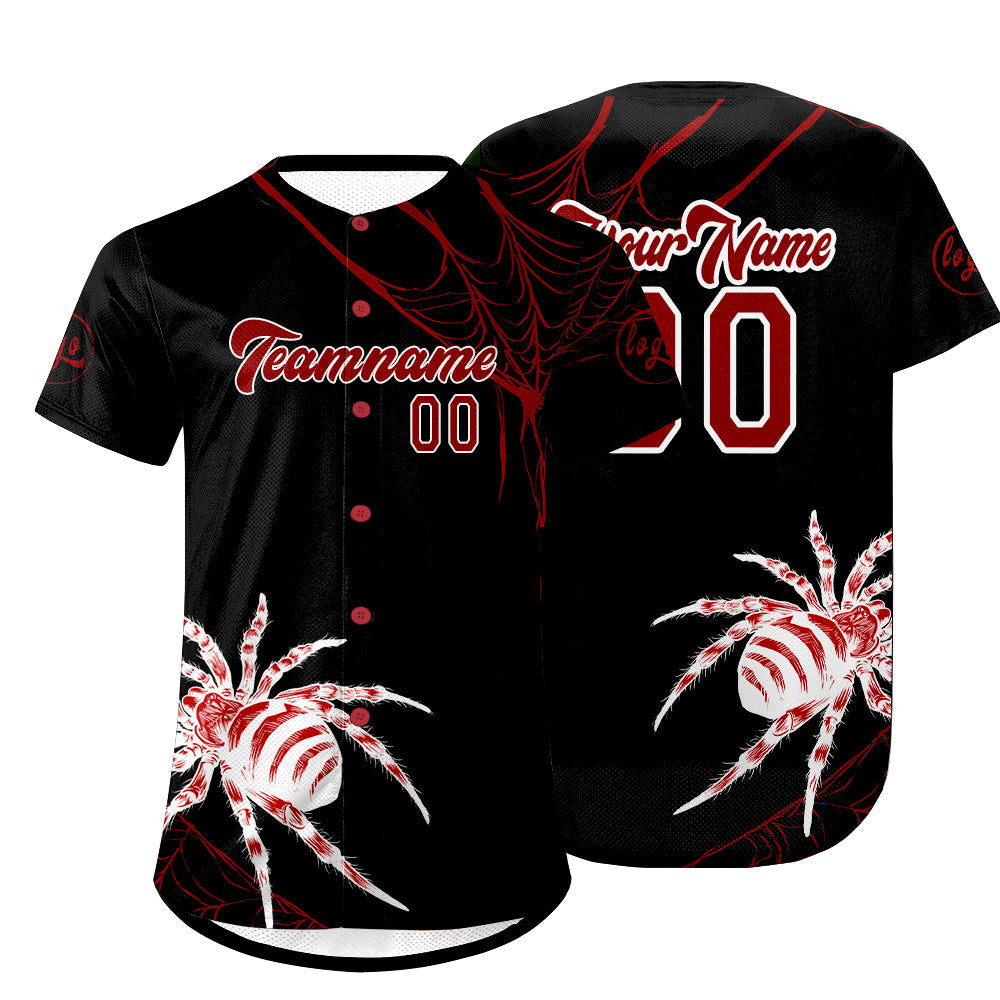 Camiseta de béisbol personalizada negra y roja con degradado uniformes de equipo con nombre y número