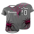 Camiseta de béisbol personalizada gris y rosa con degradado uniformes de equipo con nombre y número
