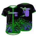 Camiseta de béisbol personalizada negra y verde con degradado uniformes de equipo con nombre y número