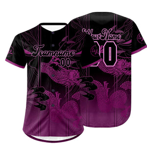 Camiseta de béisbol personalizada morada y negra con degradado uniformes de equipo personalizados con nombre y número