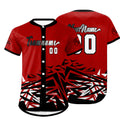 Camiseta de béisbol personalizada roja y negra con degradado uniformes de equipo con nombre y número