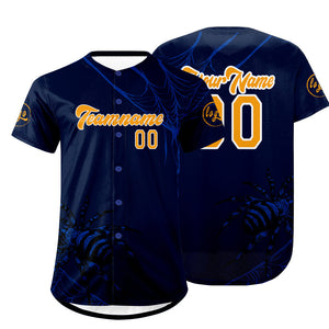 Camiseta de béisbol personalizada azul y naranja con degradado uniformes de equipo con nombre y número