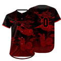 Camiseta de béisbol personalizada roja y negra con dise?o degradado uniformes de equipo con nombre y número