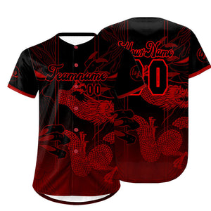 Camiseta de béisbol personalizada roja y negra con dise?o degradado uniformes de equipo con nombre y número
