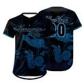 Camiseta de béisbol azul y negra personalizada con dise?o degradado uniformes de equipo con nombre y número
