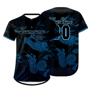 Camiseta de béisbol azul y negra personalizada con dise?o degradado uniformes de equipo con nombre y número
