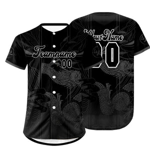 Camiseta de béisbol personalizada negra y gris con degradado uniformes de equipo con nombre y número