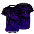 Camiseta de béisbol personalizada negra y morada con degradado uniformes de equipo personalizados con nombre y número