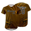 Camiseta de béisbol personalizada marrón y amarilla con degradado uniformes de equipo con nombre y número