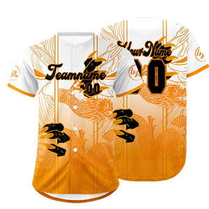 Camiseta de béisbol personalizada naranja y blanca con dise?o degradado uniformes de equipo con nombre y número
