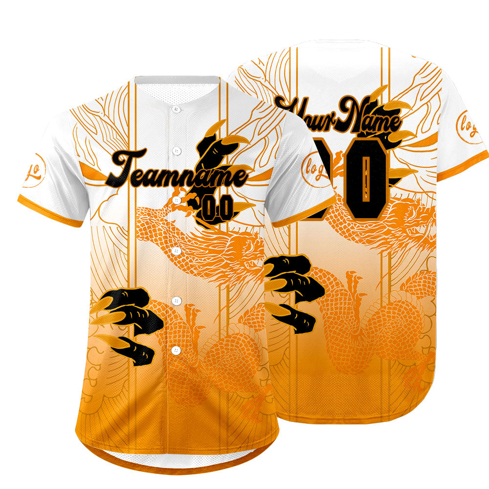 Camiseta de béisbol personalizada naranja y blanca con dise?o degradado uniformes de equipo con nombre y número