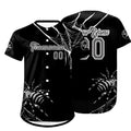 Camiseta de béisbol personalizada en blanco y negro con degradado uniformes de equipo con nombre y número