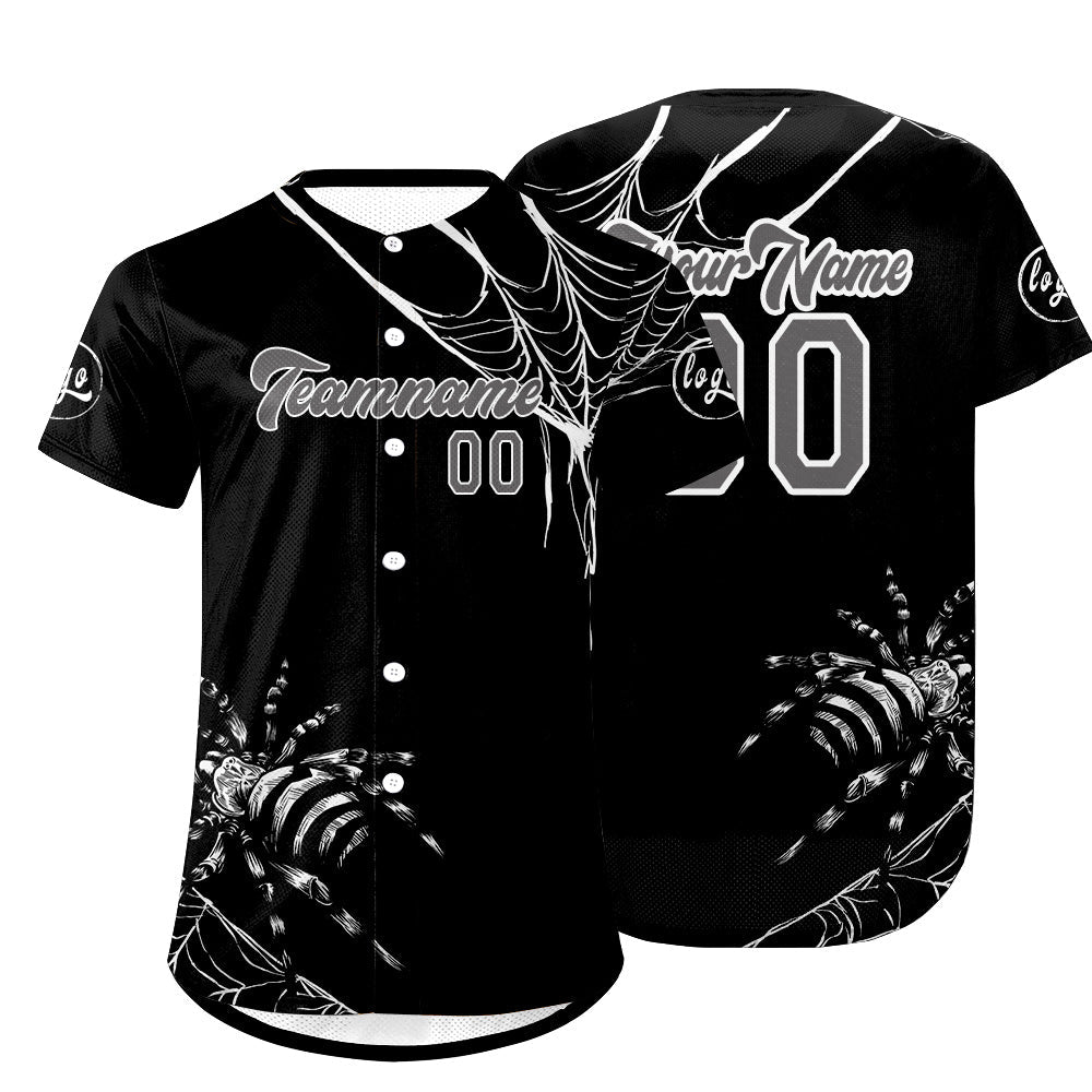Camiseta de béisbol personalizada en blanco y negro con degradado uniformes de equipo con nombre y número