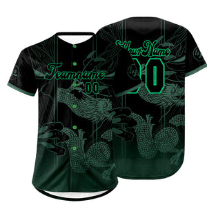 Camiseta de béisbol personalizada verde y negra con degradado uniformes de equipo con nombre y número