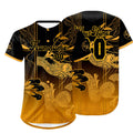 Camiseta de béisbol personalizada negra y amarilla con degradado uniformes de equipo con nombre y número