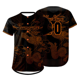 Camiseta de béisbol personalizada marrón y negra con degradado uniformes de equipo con nombre y número