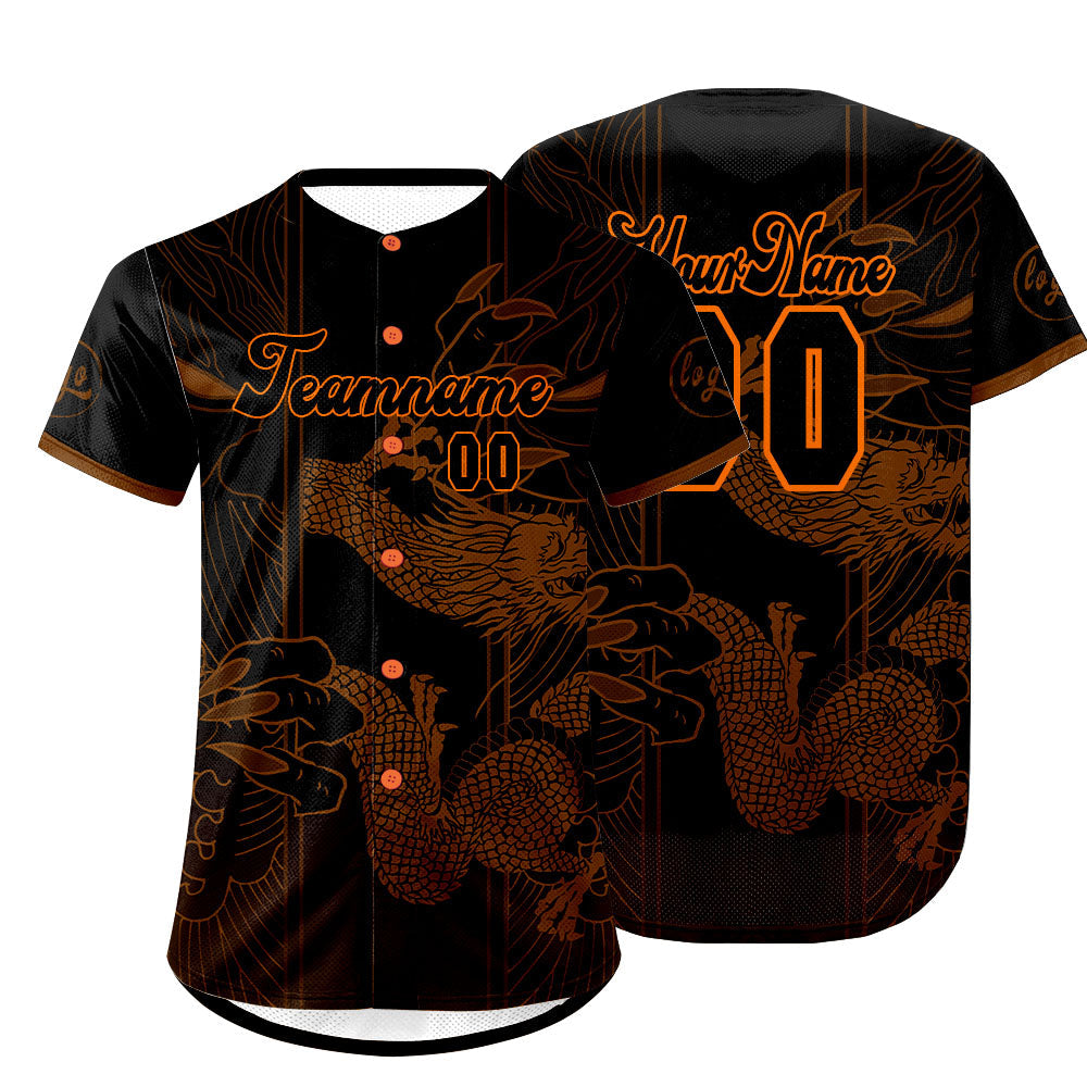 Camiseta de béisbol personalizada marrón y negra con degradado uniformes de equipo con nombre y número