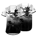 Camiseta de béisbol personalizada blanca y negra con degradado uniformes de equipo con nombre y número