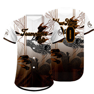 Camiseta de béisbol personalizada marrón y blanca con degradado uniformes de equipo con nombre y número