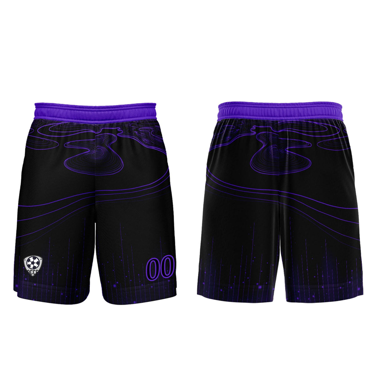 Conjunto personalizado de camiseta de fútbol negra y morada para niños y adultos