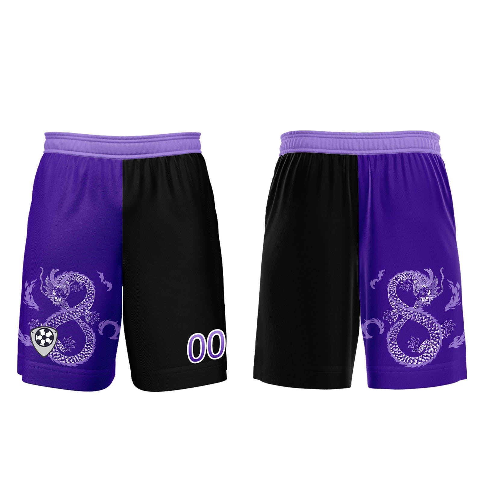 Conjunto personalizado de camiseta de uniforme morado y negro para niños y adultos