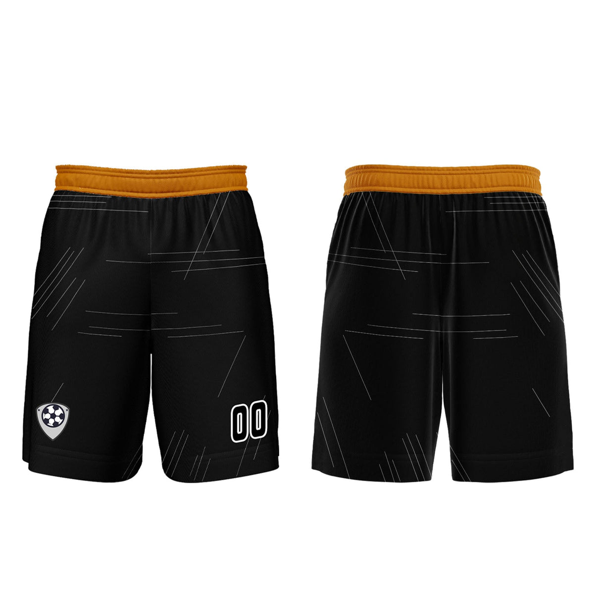 Conjunto personalizado de camiseta de uniforme negra y naranja para niños y adultos