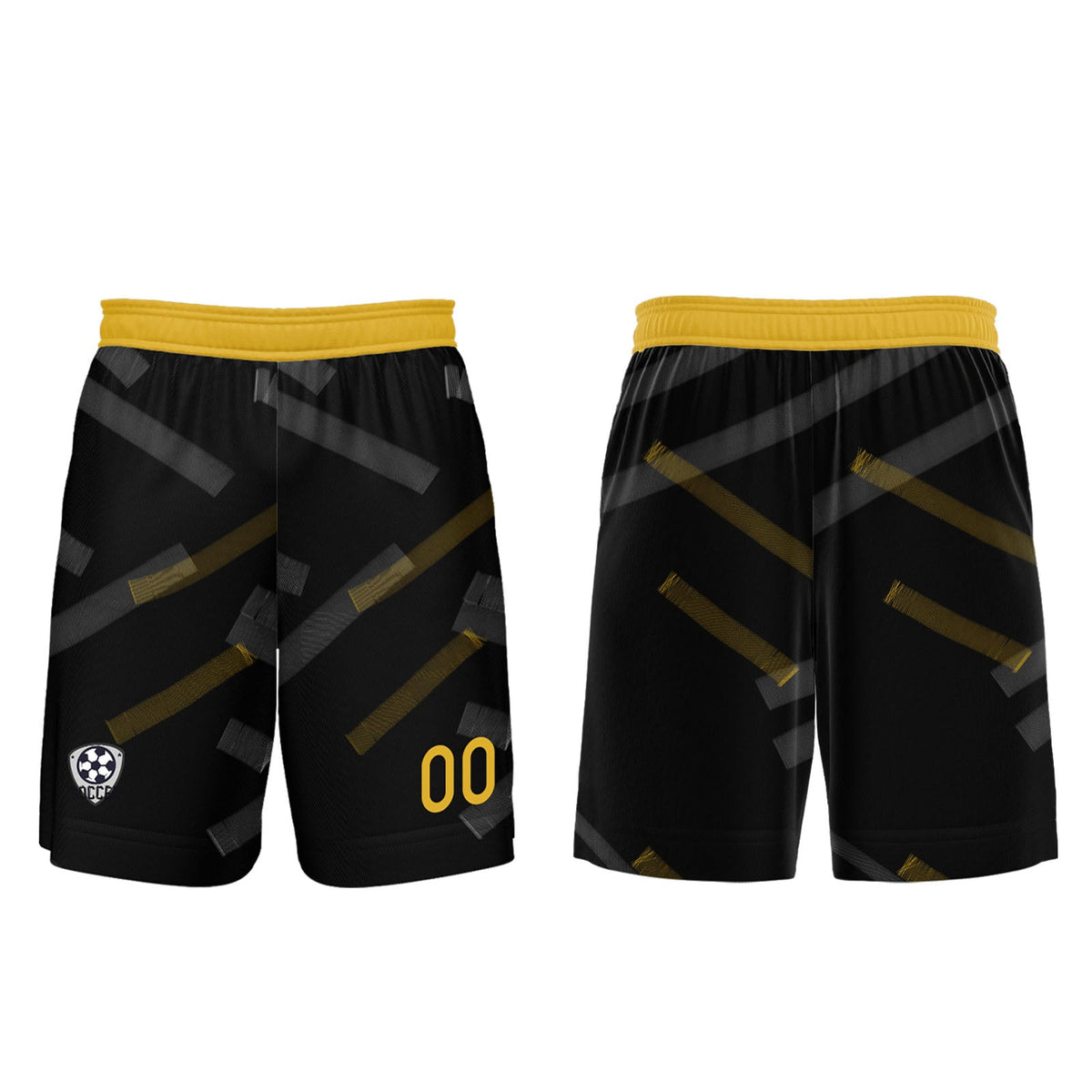 Conjunto personalizado de camiseta de fútbol negra y amarilla limón para niños y adultos