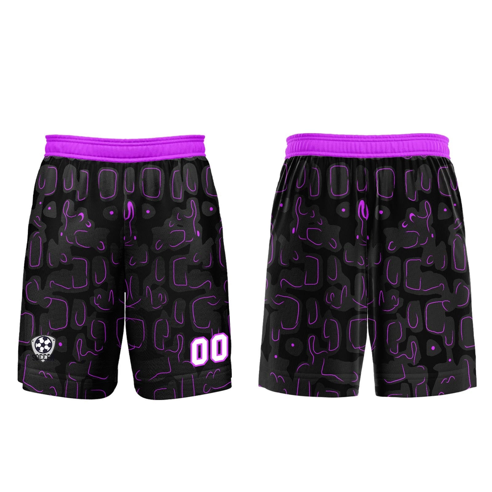 Conjunto personalizado de camiseta de fútbol negra y morada para niños y adultos