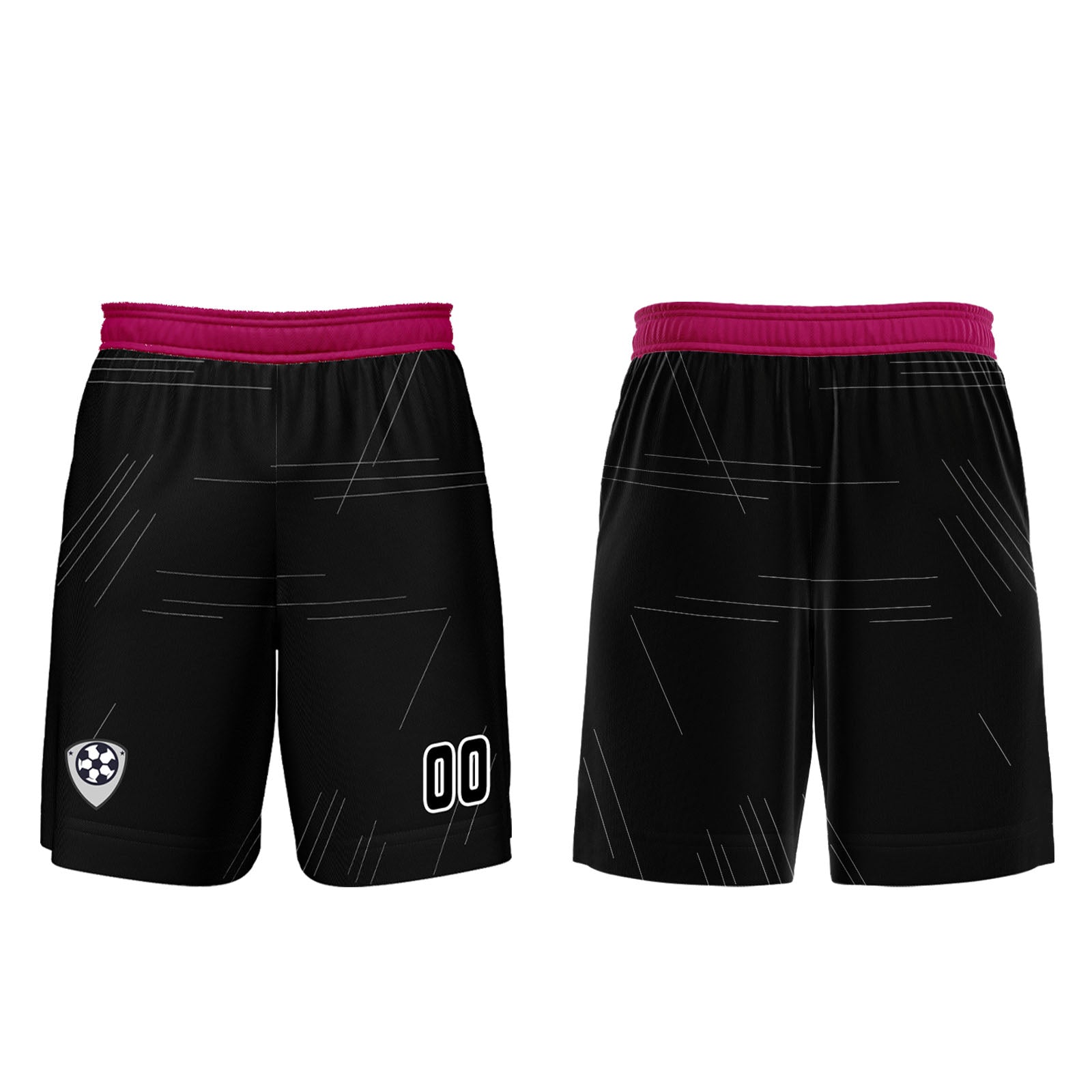Conjunto personalizado de camiseta de uniforme negro y rojo rosa para niños y adultos