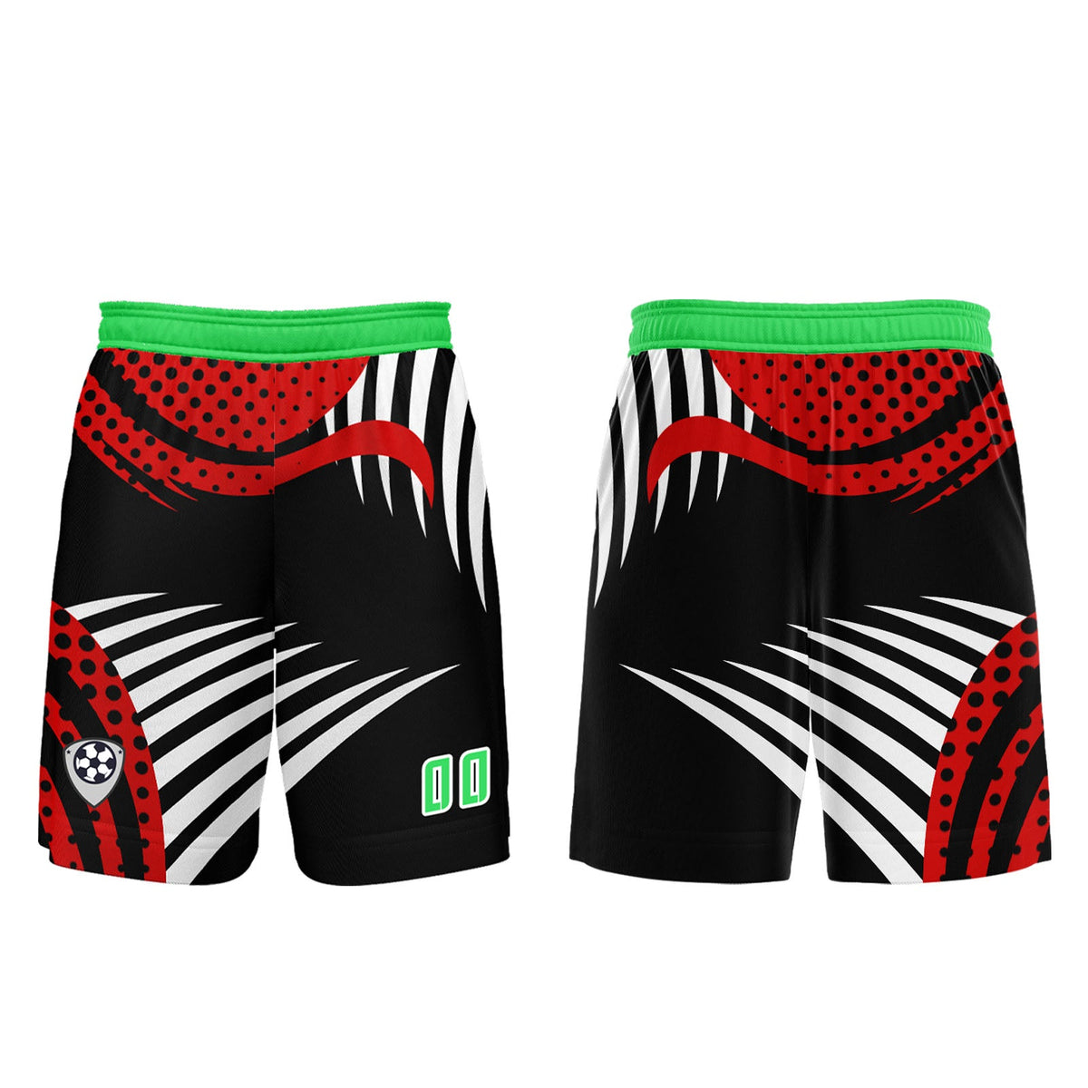 Conjunto personalizado de camiseta de uniforme rojo y verde para niños y adultos