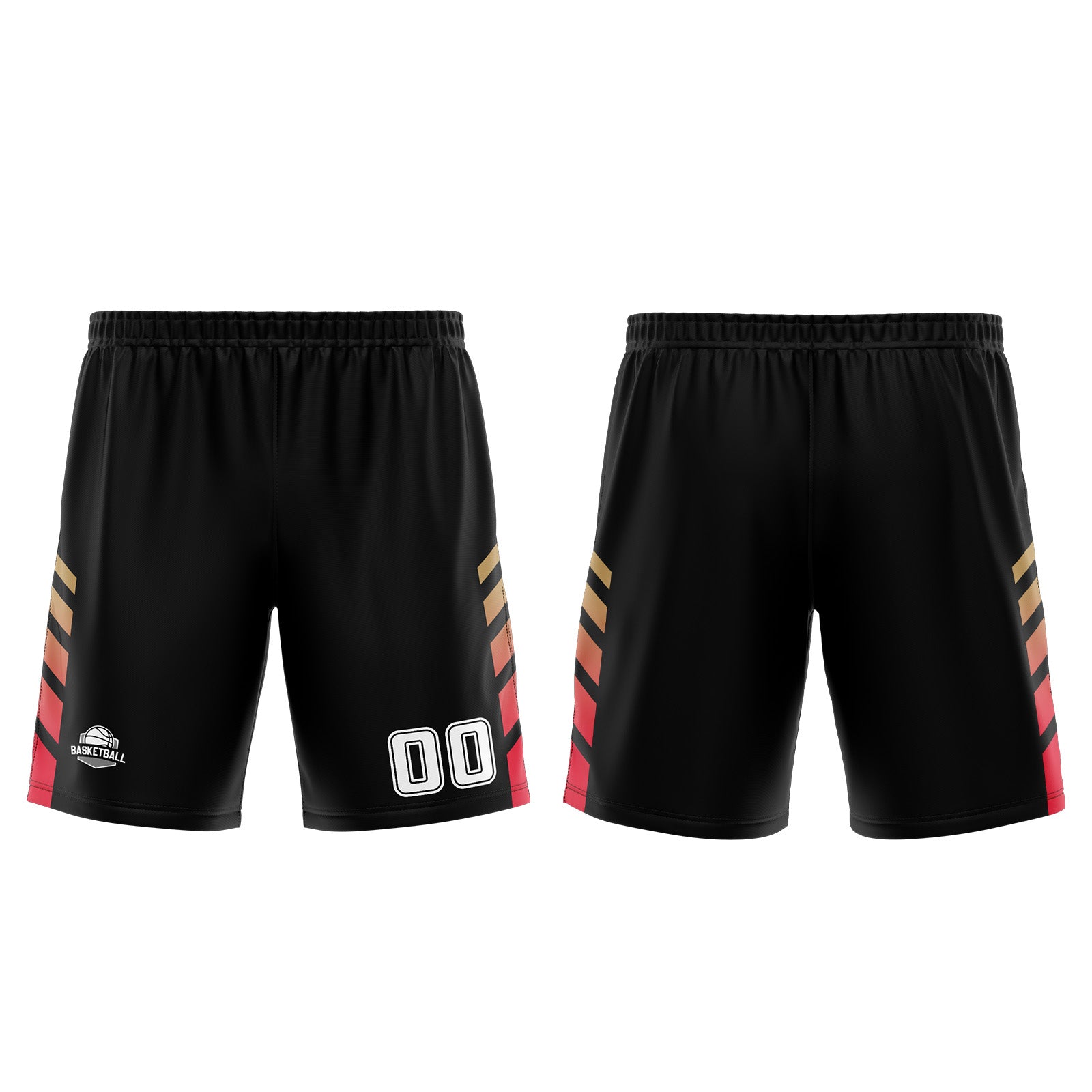 Uniforme de baloncesto personalizado en negro y rojo con tu logotipo-nombre y número impresos