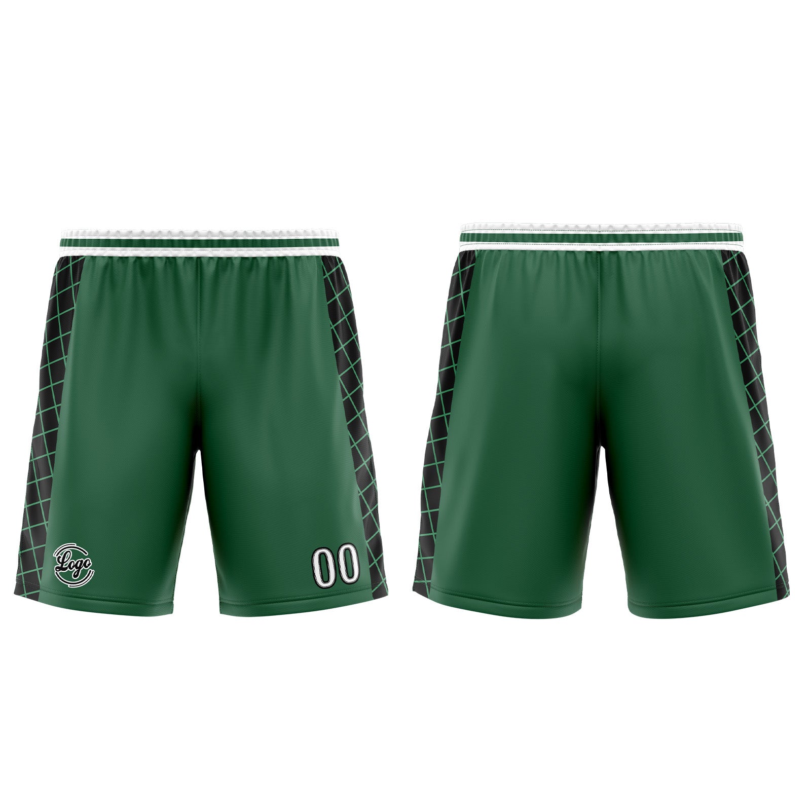 Uniforme de baloncesto personalizado verde y negro con tu logotipo-nombre y número impresos