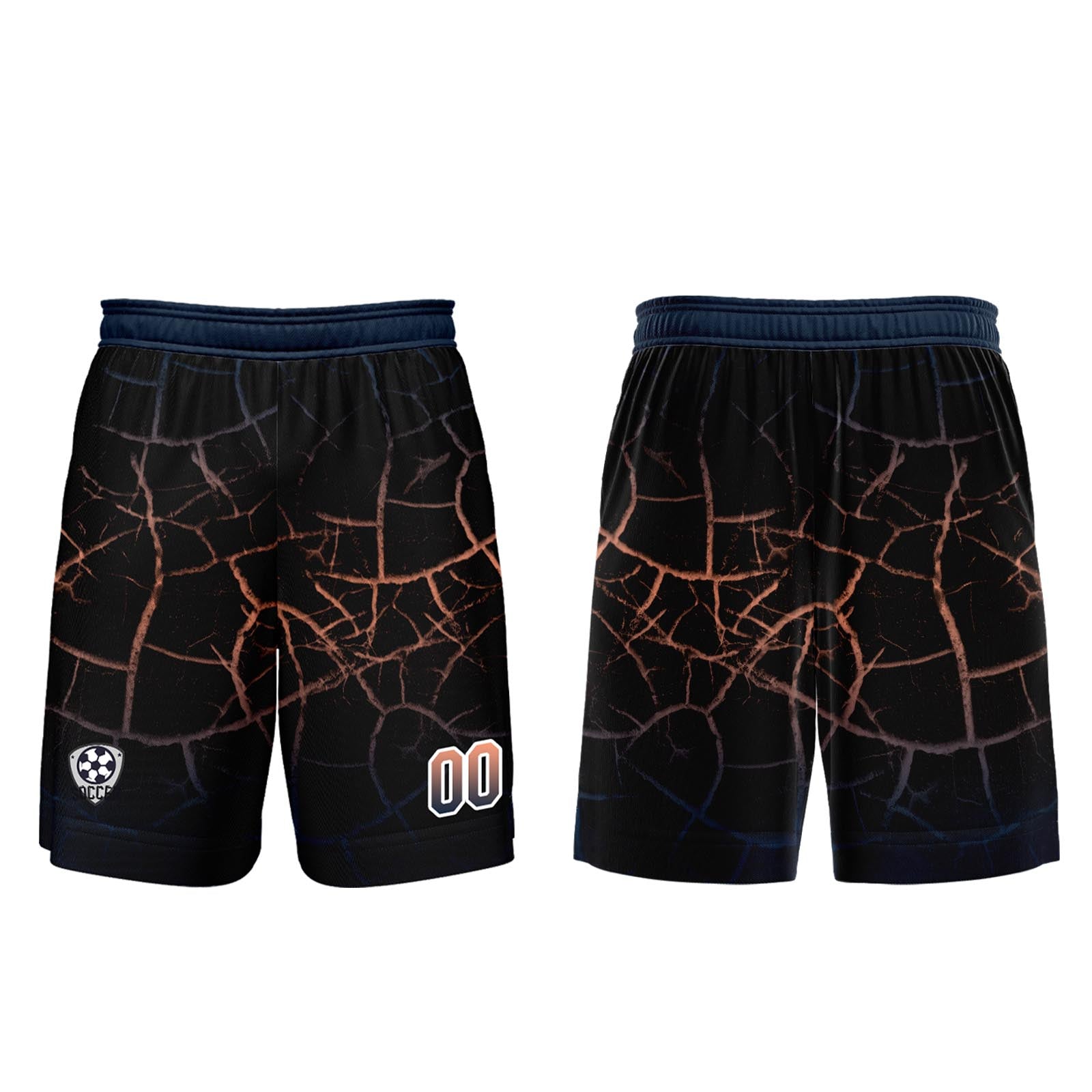 Conjunto personalizado de camiseta de fútbol negra y azul para niños y adultos