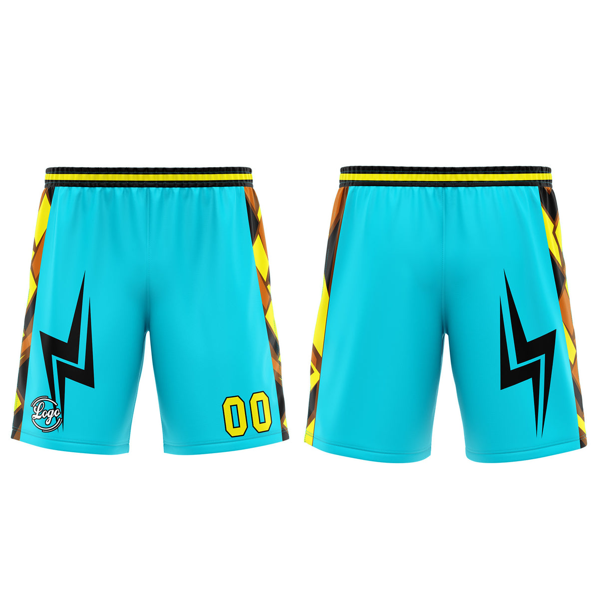 Uniforme de baloncesto personalizado azul claro y amarillo con tu logotipo-nombre y número impresos