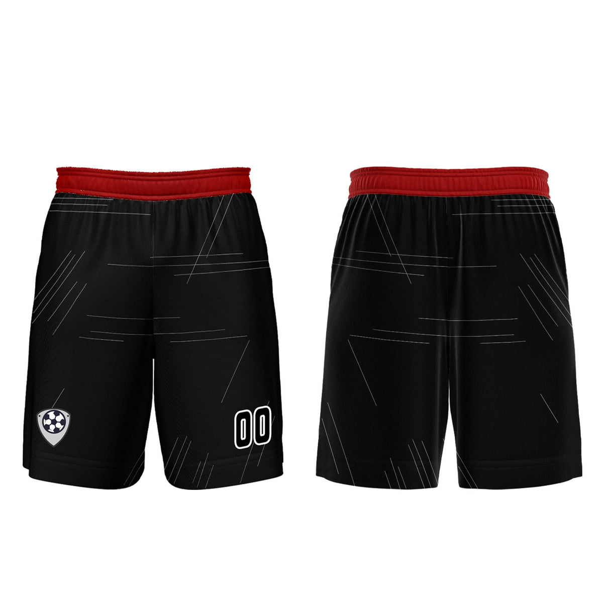 Conjunto personalizado de camiseta de uniforme negra y roja para niños y adultos
