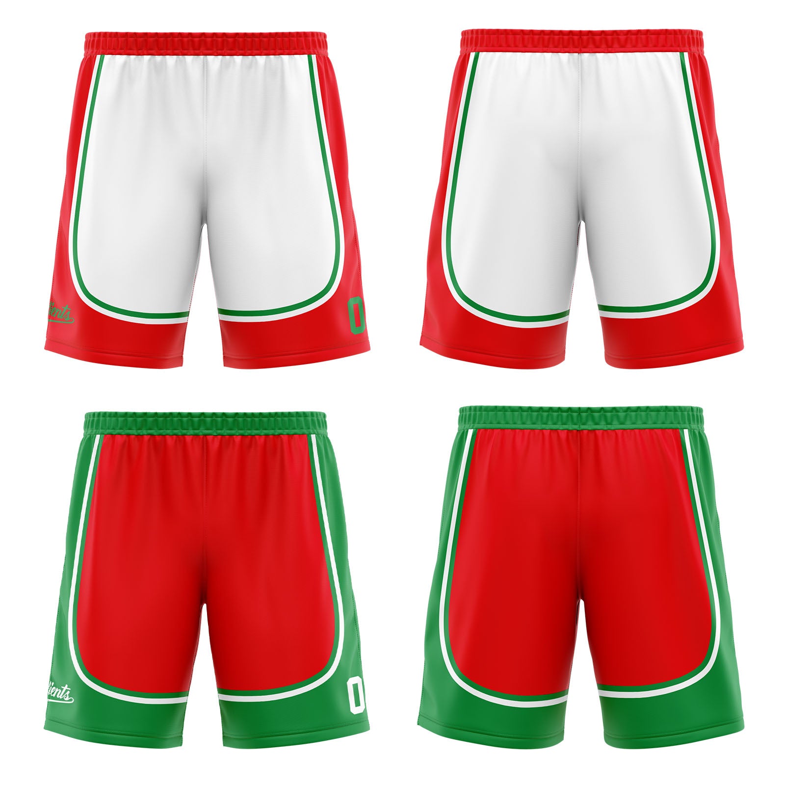 Traje de baloncesto reversible rojo y verde personalizado para adultos y niños
